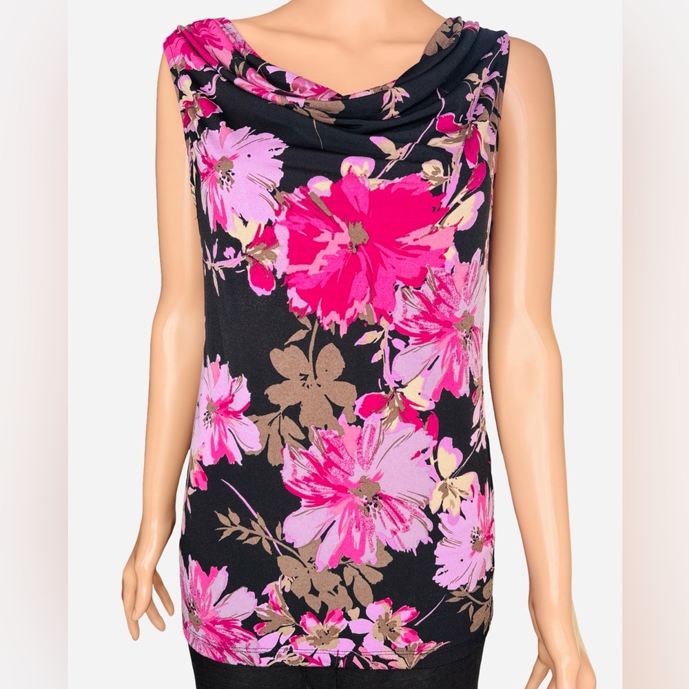 Croft & Barrow Floral Blouse Lavender Black Medium